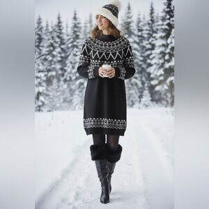 LOFT Black & White Sweater Dress